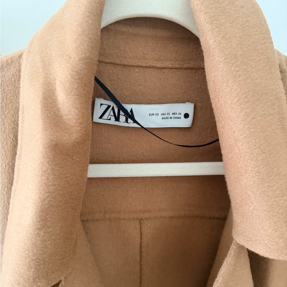 NWOT Zara Camel Wool Trench Coat - Picture 4 of 8